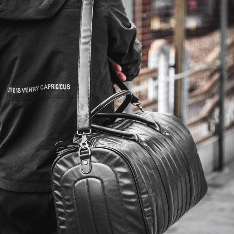 Luggage & Bags - Duffel Retro Genuine Leather Duffel Bags Stylish Shoulder Travel...