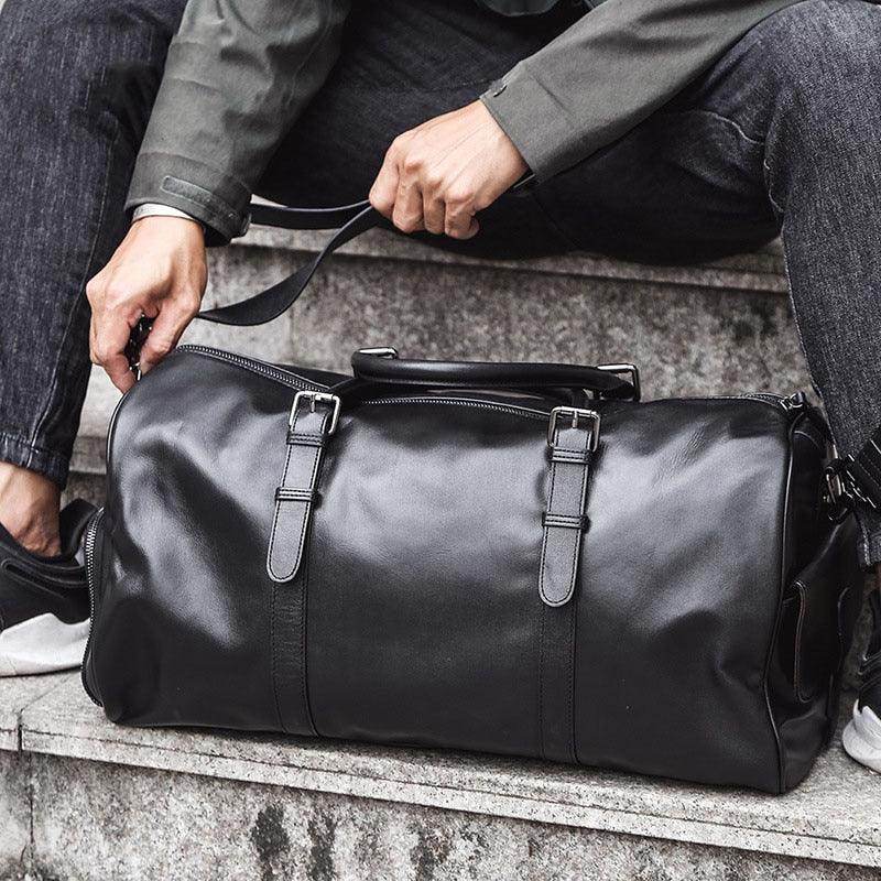 Retro Genuine Leather Duffel Bags Stylish Shoulder - VacationGrabs