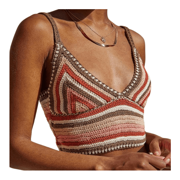 VacationGrabs retro knitted halter tops in colorful striped design perfect for summer outfits