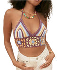 VacationGrabs retro knitted halter tops in multicolor crochet design for stylish summer outfits