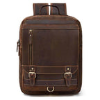 VacationGrabs retro leather backpack with multiple pockets and stylish stitching for daily use