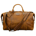 Retro Leather Men’s Travel Duffle Bag Large Capacity Leather