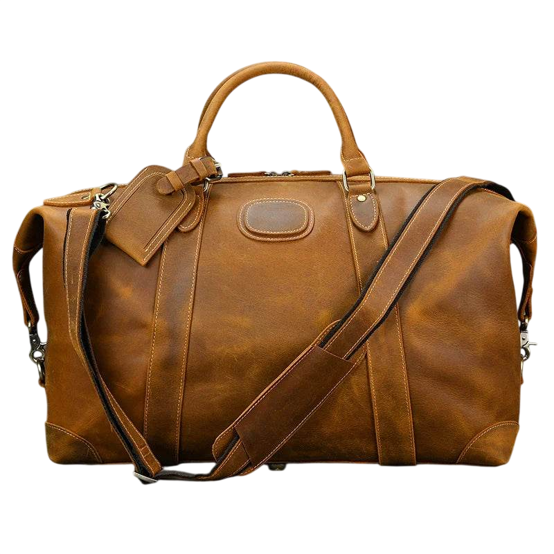 Retro Leather Men’s Travel Duffle Bag Large Capacity Leather