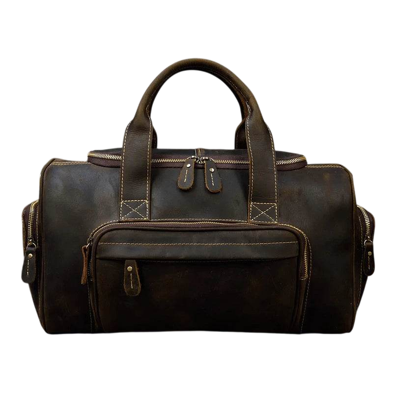 Retro Leather Men’s Travel Duffle Bag Large Capacity Leather