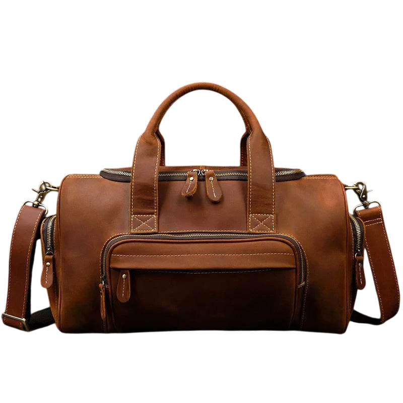 Retro Leather Men’s Travel Duffle Bag Large Capacity Leather