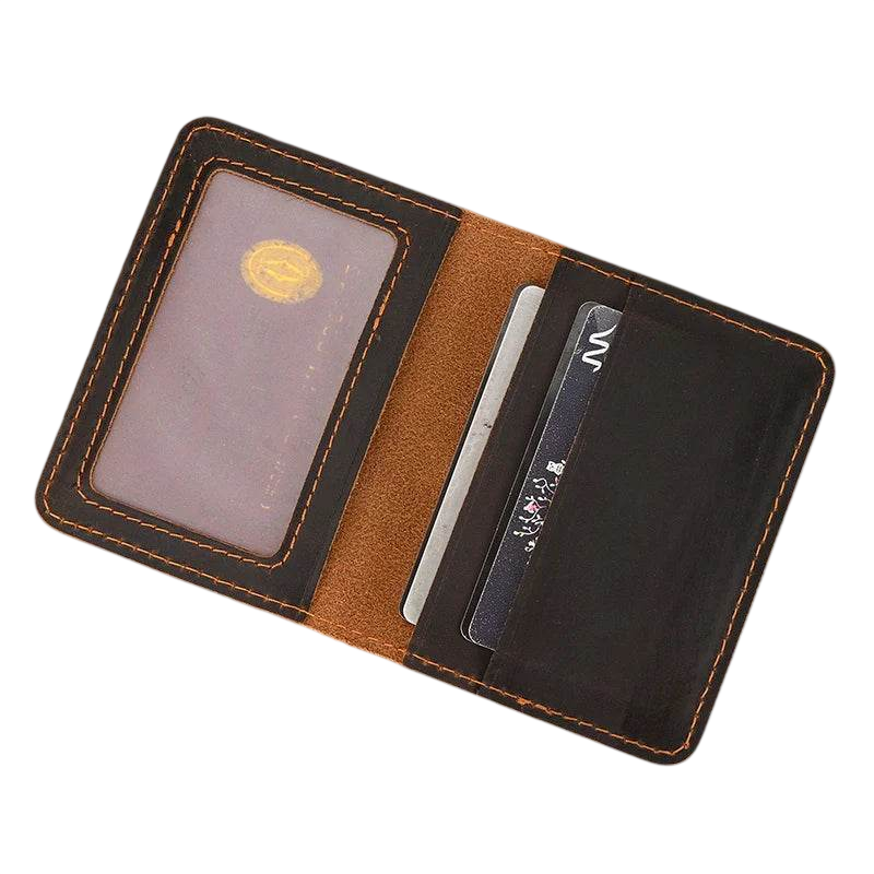 Cartera de pasaporte de cuero retro para hombre con tarjetero, tipo bífolo