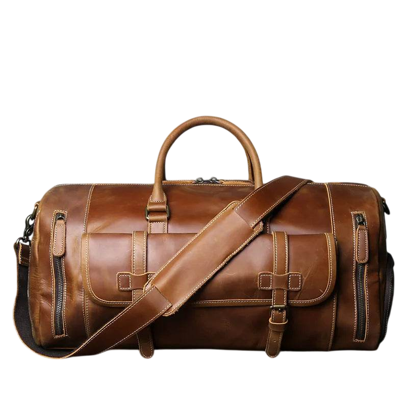 Retro Leather Travel Bag Men's Large-Capacity First Layer