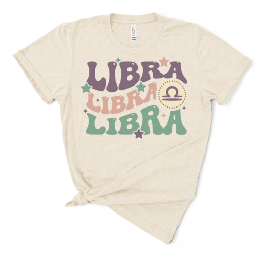 Women's Shirts Retro Libra Graphic Tee Horoscope T-Shirt