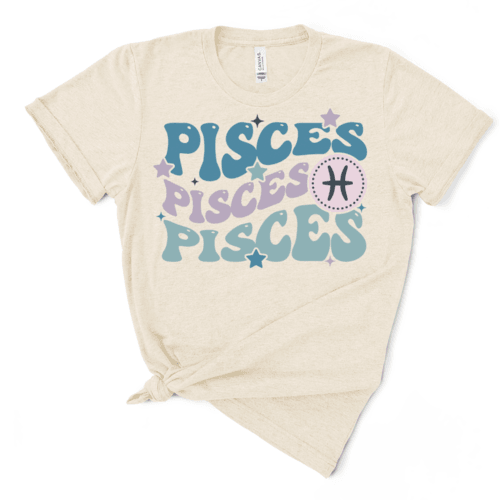 Women's Shirts Retro Pisces Graphic Tee Horoscope T-Shirt