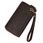 Cartera de cuero genuino retro para hombre, estilo informal de negocios con