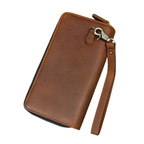 Cartera de cuero genuino retro para hombre, estilo informal de negocios con