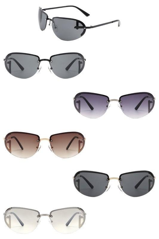 Sunglasses Retro Rimless Oval Tinted Round Sunglasses