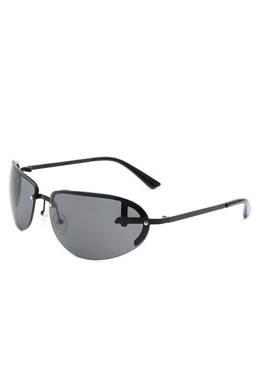 Sunglasses Retro Rimless Oval Tinted Round Sunglasses