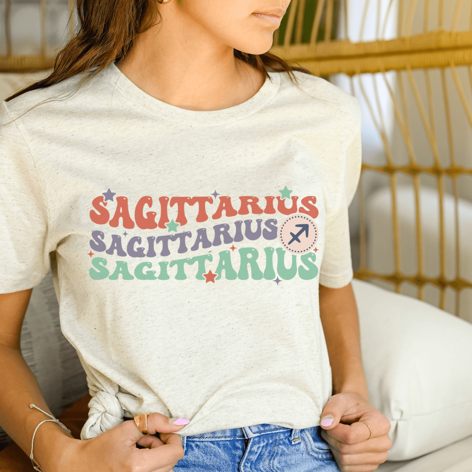 Women's Shirts Retro Sagittarius Graphic Tee Horoscope T-Shirt