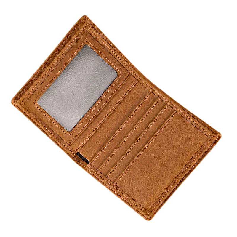 Retro Short Wallet for Men, Genuine Leather Coins & Cards