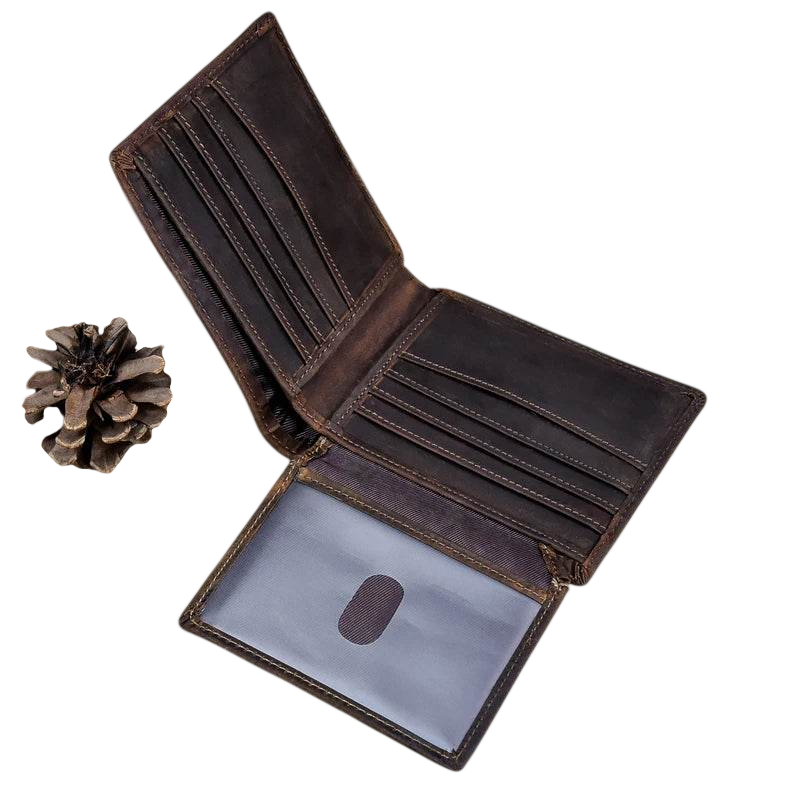 Retro Short Wallet for Men, Genuine Leather Coins & Cards