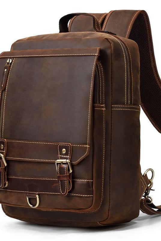 Luggage & Bags - Backpacks Retro Style Large Leather Backpack Genuine Leather