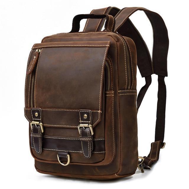 Luggage & Bags - Backpacks Retro Style Large Leather Backpack Genuine Leather