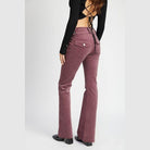 Emory Park retro style low rise pants in mauve with flared legs and back pocket details
