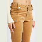 Emory Park women's retro style low rise pants in a warm tan color with stylish side pockets