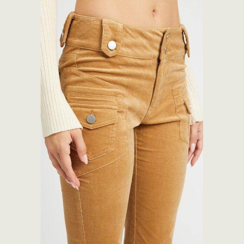Emory Park women's retro style low rise pants in a warm tan color with stylish side pockets