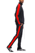 Men's retro tracksuit mens in black and red, perfect for casual outings