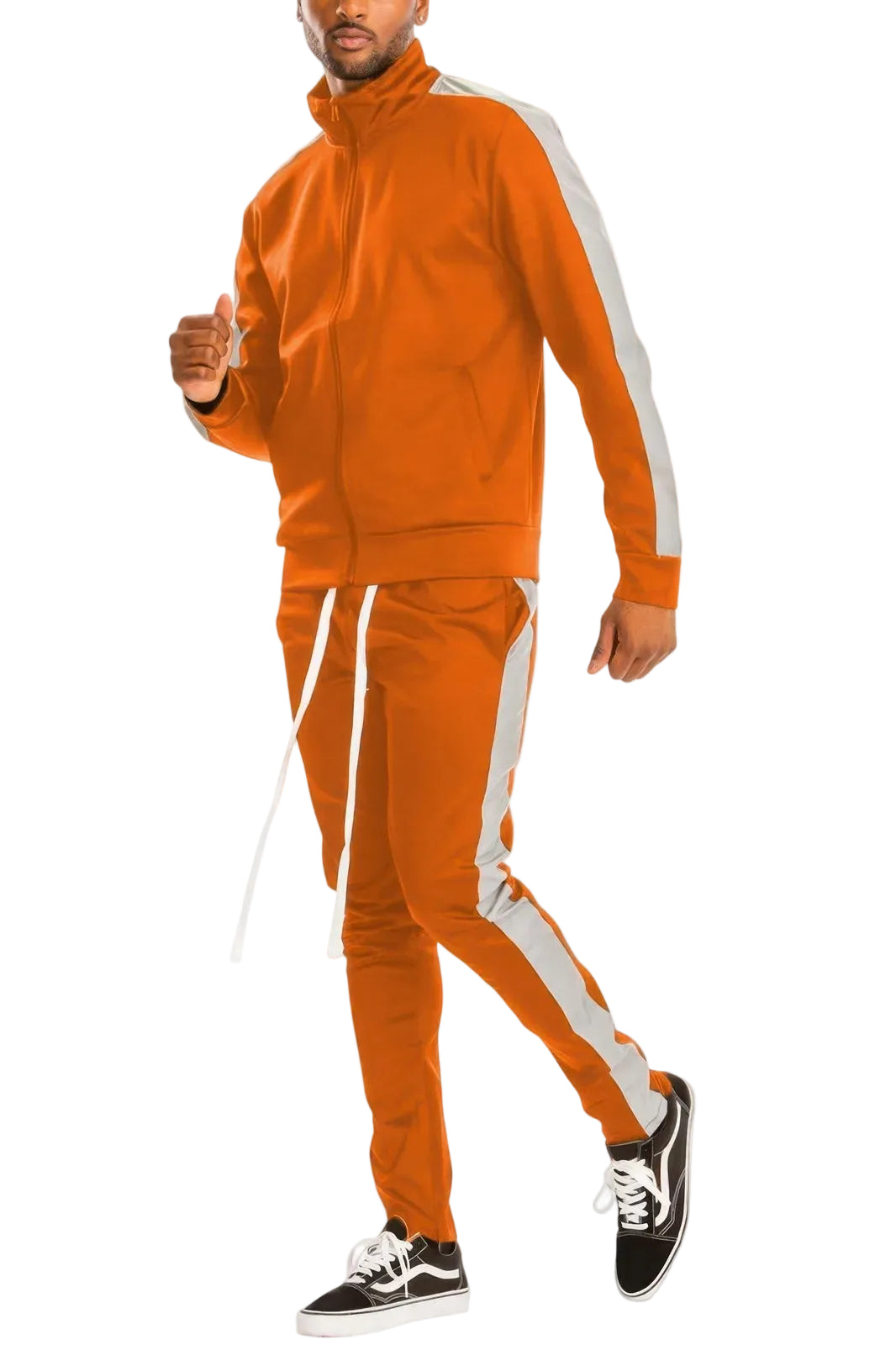 Retro tracksuit mens in orange, soft material for casual wear
