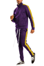 Men's retro tracksuit mens in purple with yellow accents, ideal for casual wear