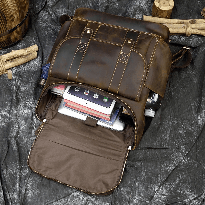 Luggage & Bags - Backpacks Retro Vintage Leather Backpack Weekender Travel Bag For Men