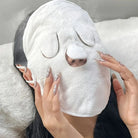 White reusable hot and cold face mask for soothing skincare treatments