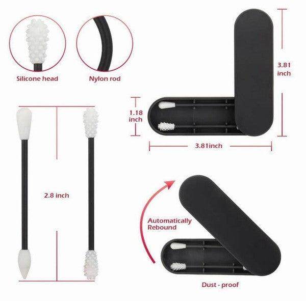 BeNat reusable silicone cotton swabs with silicone heads and nylon rods in a compact case