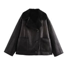 Stylish SHOMICOBOUTIQUE reversible fur leather jacket offering two fashionable looks in one