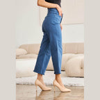 RFM Crop Chloe Full Size Tummy Control High Waist Raw Hem - VacationGrabs