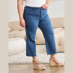 RFM Crop Chloe Full Size Tummy Control High Waist Raw Hem - VacationGrabs