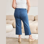 RFM Crop Chloe Full Size Tummy Control High Waist Raw Hem - VacationGrabs