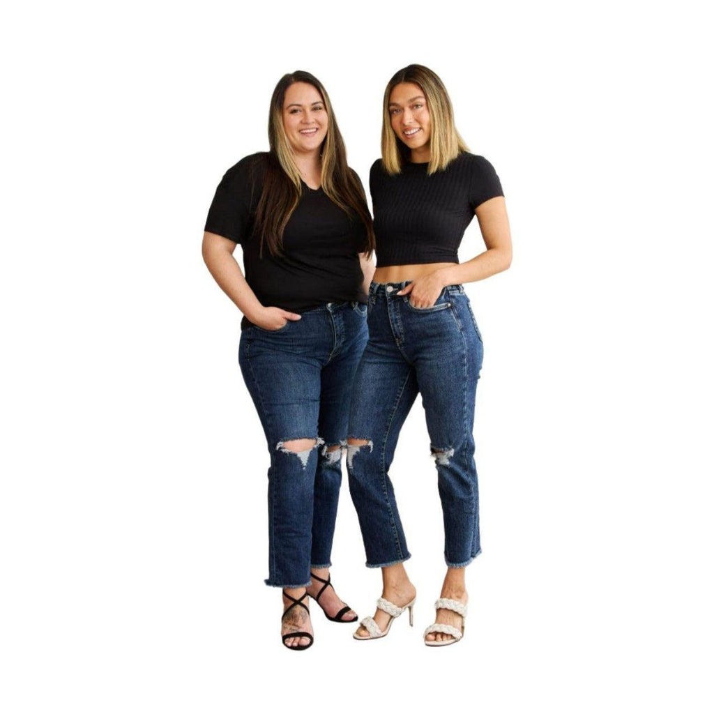 RFM Crop Dylan Full Size Tummy Control Distressed High - VacationGrabs