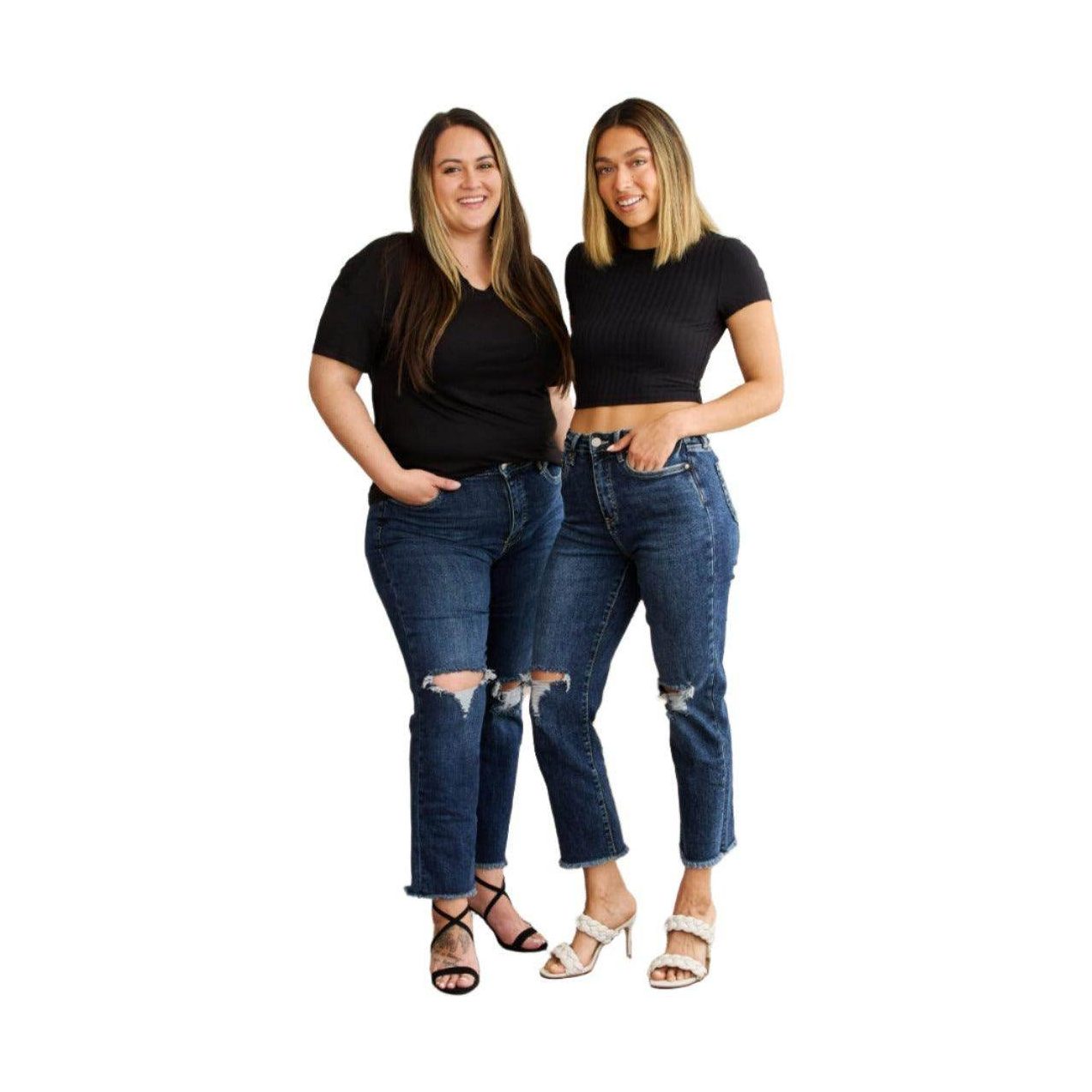 RFM Crop Dylan Full Size Tummy Control Distressed High - VacationGrabs