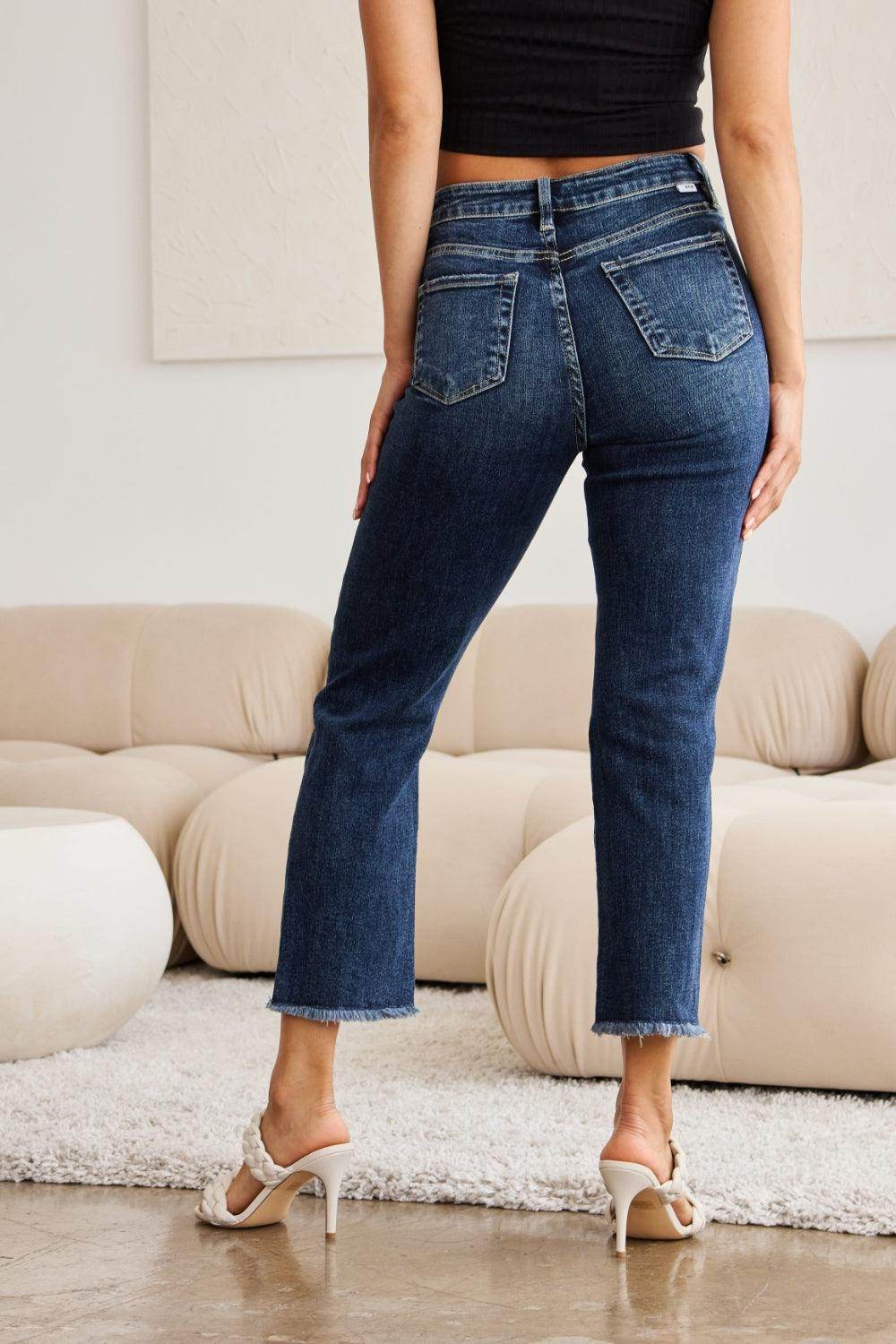 RFM Crop Dylan Full Size Tummy Control Distressed High - VacationGrabs