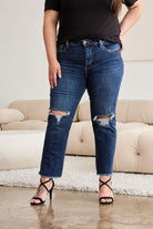 Women's Jeans RFM Crop Dylan Full Size Tummy Control Distressed High Waist Raw Hem Jeans