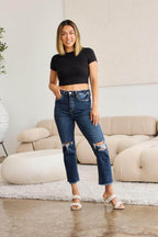 RFM Crop Dylan Full Size Tummy Control Distressed High - VacationGrabs