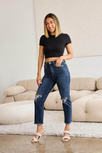 RFM Crop Dylan Full Size Tummy Control Distressed High - VacationGrabs
