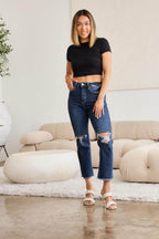 RFM Crop Dylan Full Size Tummy Control Distressed High - VacationGrabs