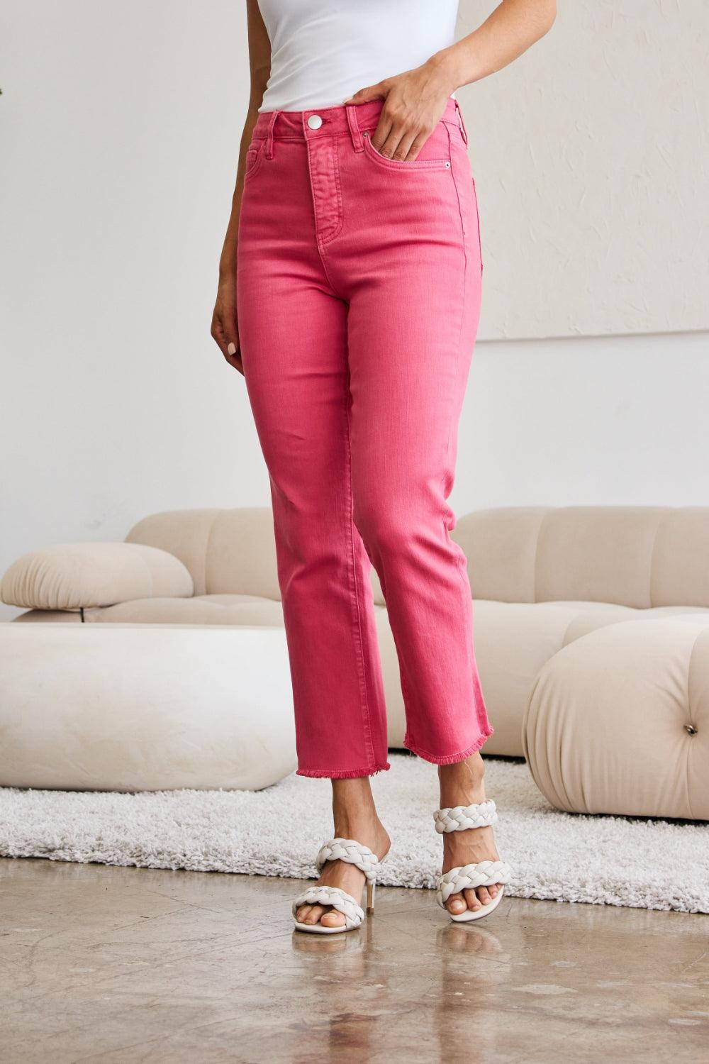 Women's Jeans RFM Crop Dylan Full Size Tummy Control High Waist Raw Hem Jeans