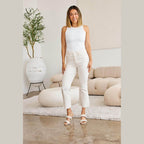 RFM Mini Mia Full Size Tummy Control High Waist Raw Hem - VacationGrabs