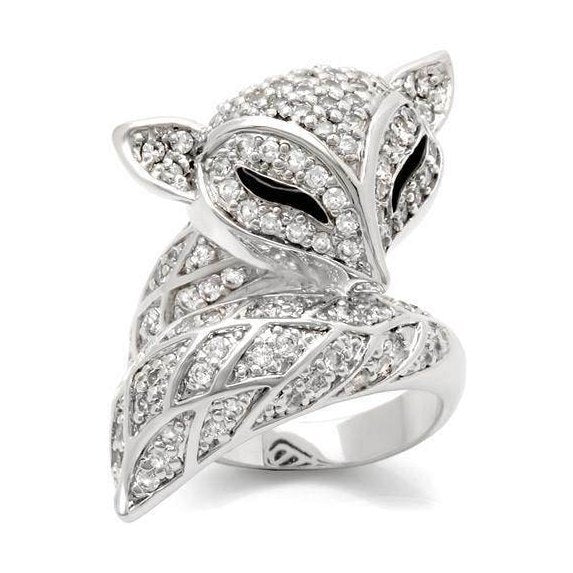 Stunning rhinestone animal ring for women designed as a fox with intricate details and sparkling stones