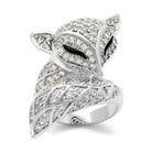 Stunning rhinestone animal ring for women designed as a fox with intricate details and sparkling stones