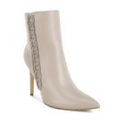 Rag Company rhinestone chain ankle boots in beige with a stylish pointed toe and high heel