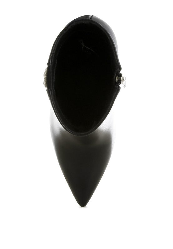 Rhinestone chain ankle boots from Rag Company with a sleek pointed toe design