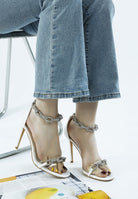 Women's rhinestone chain stiletto sandals, elegant for night outings