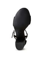 Women's black rhinestone embellished sandals for elegant evening wear